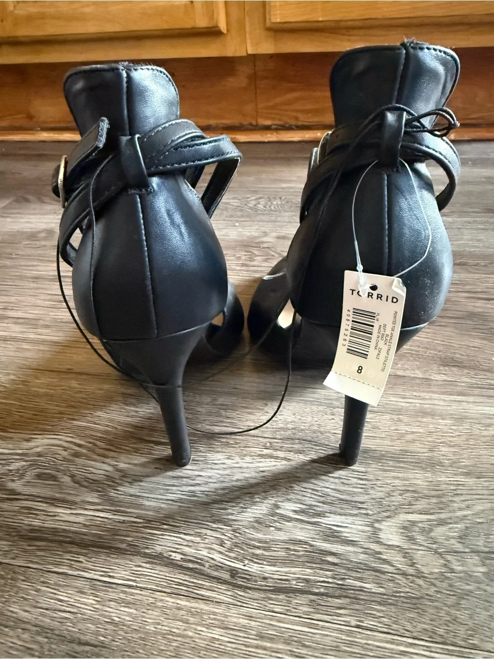 Black Pointed Toe Ankle-Strap Heels